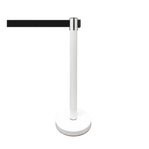 Retractable Stanchion Post - White w/ Black Belt (78" Black Belt)