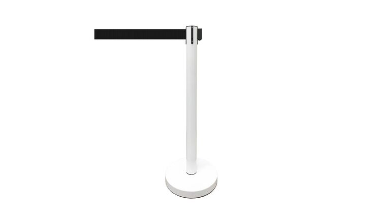 Retractable Stanchion Post - White w/ Black Belt (78" Black Belt)