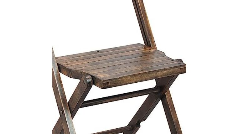 Wood Folding Chair with Slatted Seat – Walnut