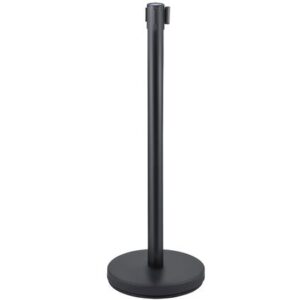Retractable Stanchion Post - Black w/ Black Belt (78" Black Rope)