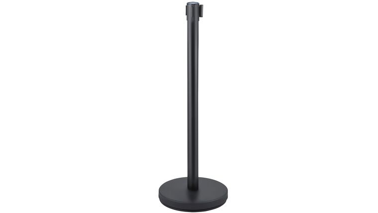 Retractable Stanchion Post - Black w/ Black Belt (78" Black Rope)