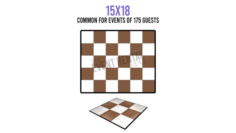 15' x 18' Dance Floor - White & Dark Maple Checkered