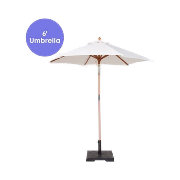 Ivory/Teak Umbrella - 6' Wide