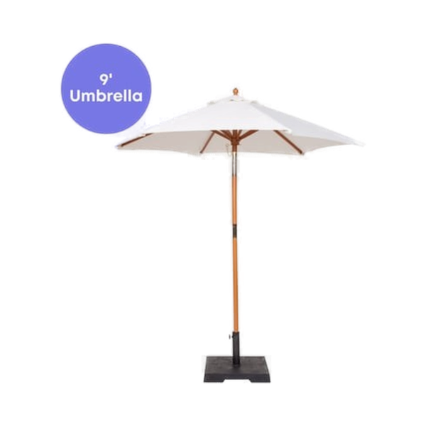 Ivory/Teak Umbrella - 9' Wide