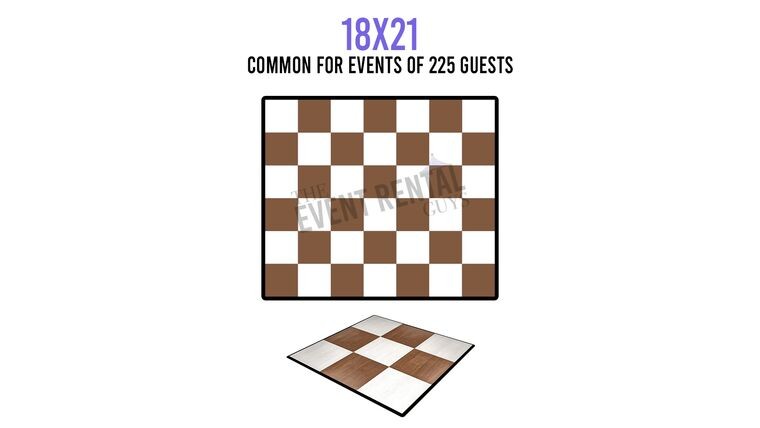 18' x 21' Dance Floor - White & Dark Maple Checkered