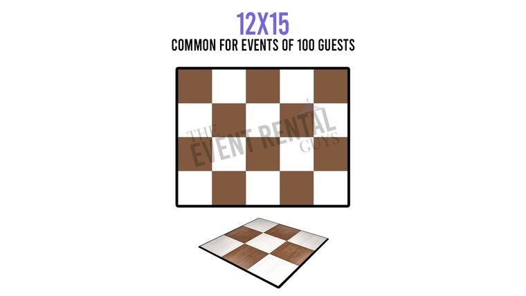 12' x 15' Dance Floor - White & Dark Maple Checkered