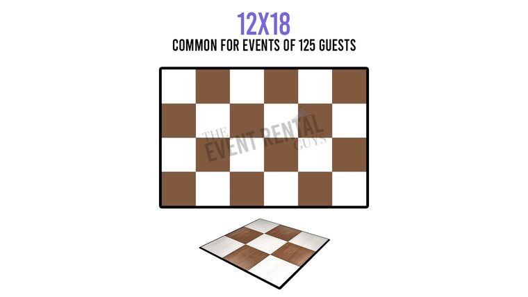 12' x 18' Dance Floor - White & Dark Maple Checkered