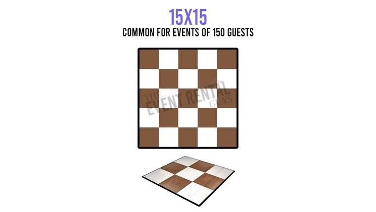 15' x 15' Dance Floor - White & Dark Maple Checkered