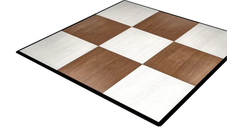 Indoor Dark Maple and White Checkered Dance Floor