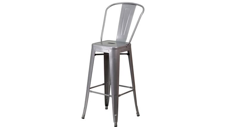 Gunmetal Barstool with Back